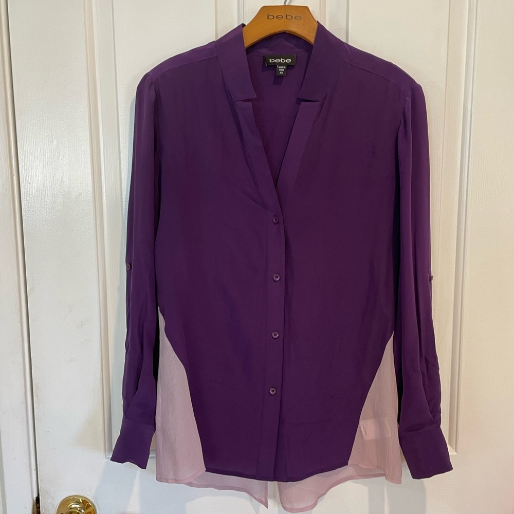 Bebe XS Purple Button Down Shirt